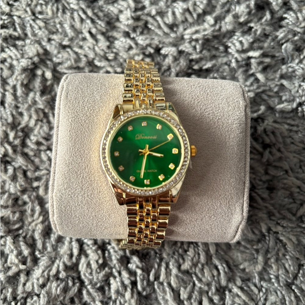 Simple green and gold watch